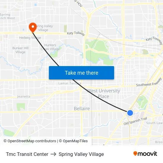 Tmc Transit Center to Spring Valley Village map