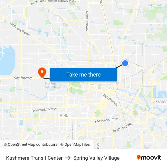 Kashmere Transit Center to Spring Valley Village map