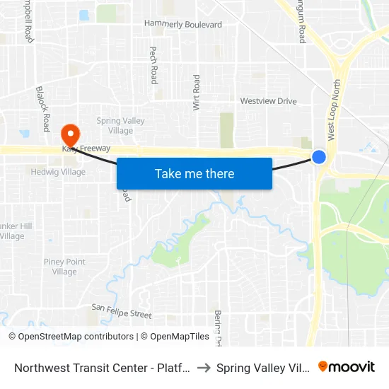 Northwest Transit Center - Platform 2 to Spring Valley Village map