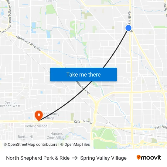 North Shepherd Park & Ride to Spring Valley Village map