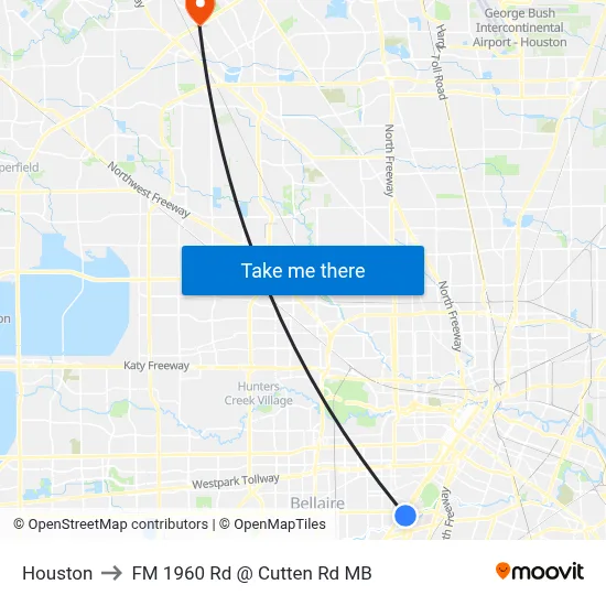 Houston to FM 1960 Rd @ Cutten Rd MB map