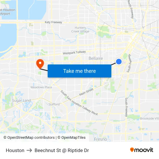 Houston to Beechnut St @ Riptide Dr map