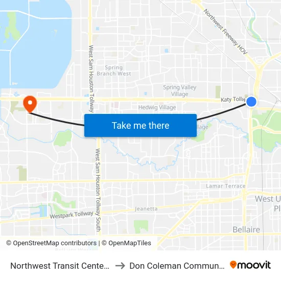 Northwest Transit Center - Platform 2 to Don Coleman Community Coliseum map