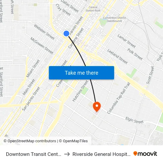Downtown Transit Center to Riverside General Hospital map