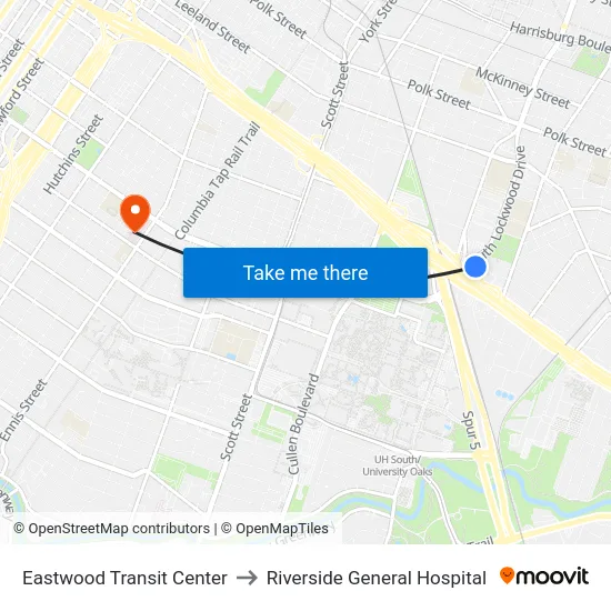 Eastwood Transit Center to Riverside General Hospital map