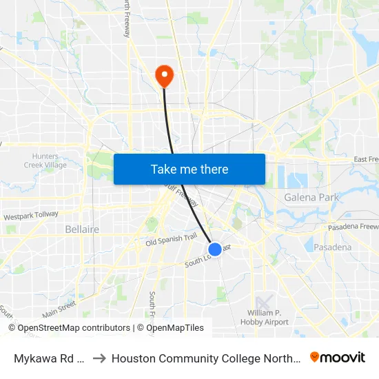 Mykawa Rd @ Long Dr to Houston Community College Northeast - Northline Campus map