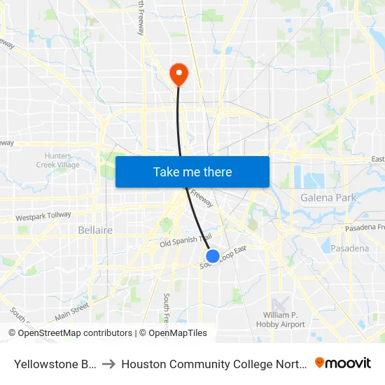 Yellowstone Blvd @ Milart to Houston Community College Northeast - Northline Campus map