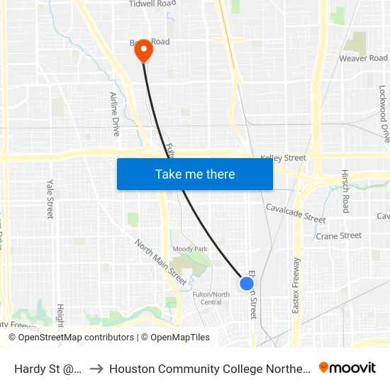 Hardy St @ Luzon St to Houston Community College Northeast - Northline Campus map