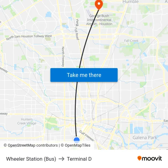 Wheeler Station (Bus) to Terminal D map
