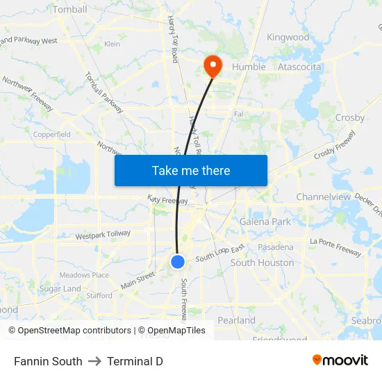 Fannin South to Terminal D map