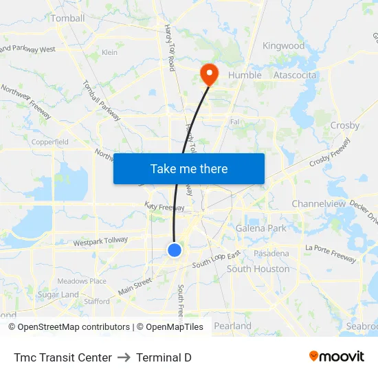 Tmc Transit Center to Terminal D map