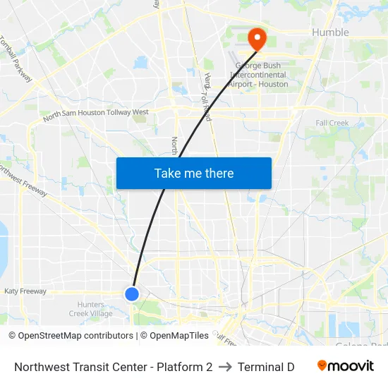 Northwest Transit Center - Platform 2 to Terminal D map