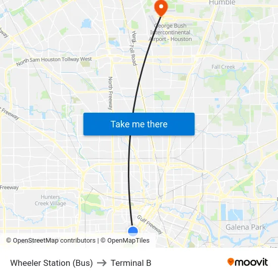 Wheeler Station (Bus) to Terminal B map