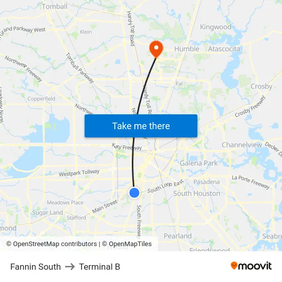 Fannin South to Terminal B map