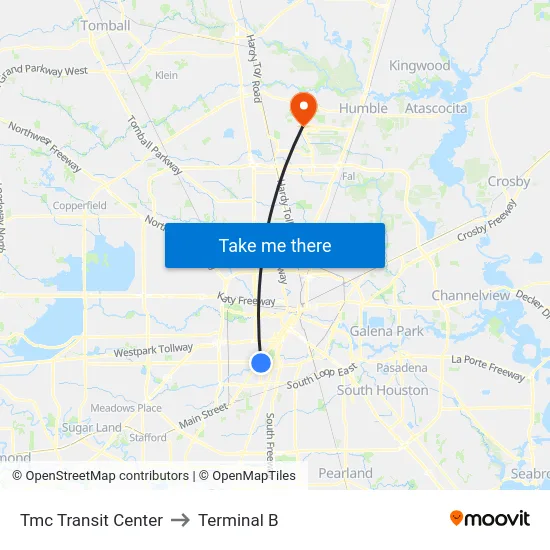 Tmc Transit Center to Terminal B map