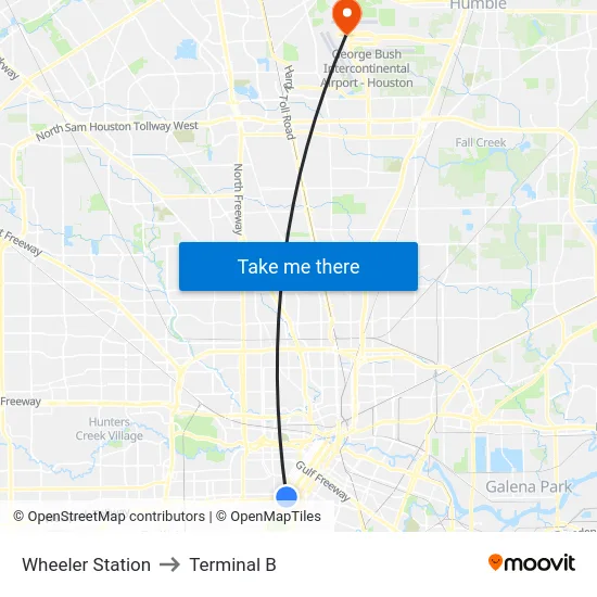 Wheeler Station to Terminal B map