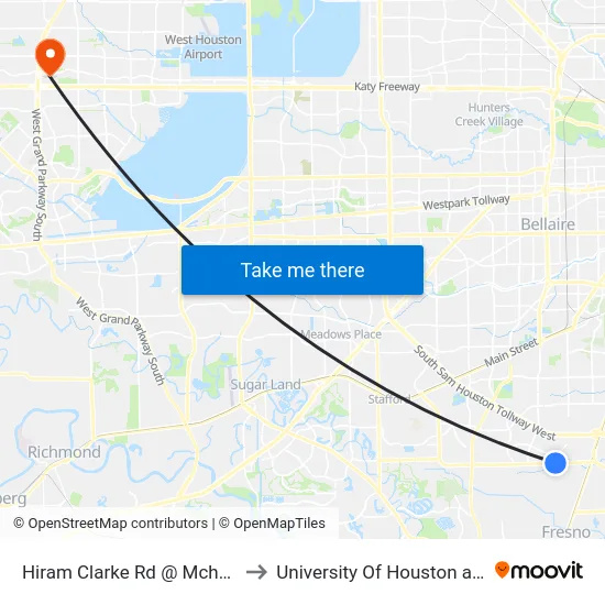 Hiram Clarke Rd @ Mchard Rd to University Of Houston at Katy map