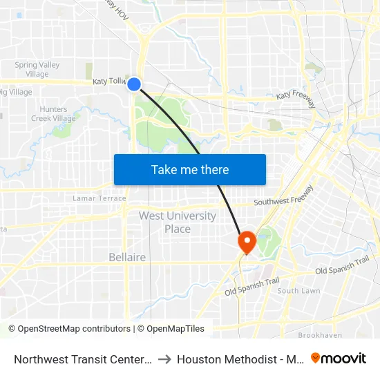 Northwest Transit Center - Platform 2 to Houston Methodist - Main Building map