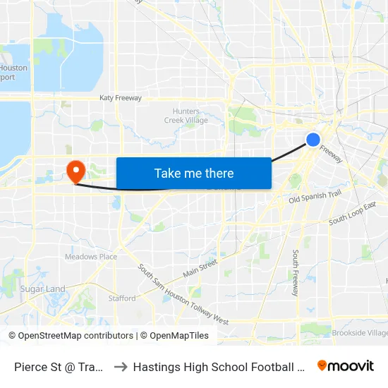 Pierce St @ Travis St to Hastings High School Football Stadium map