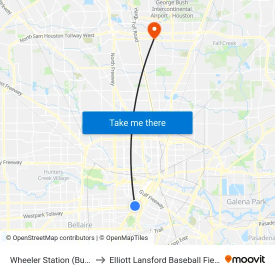 Wheeler Station (Bus) to Elliott Lansford Baseball Field map