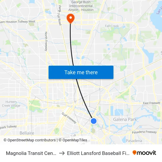 Magnolia Transit Center to Elliott Lansford Baseball Field map
