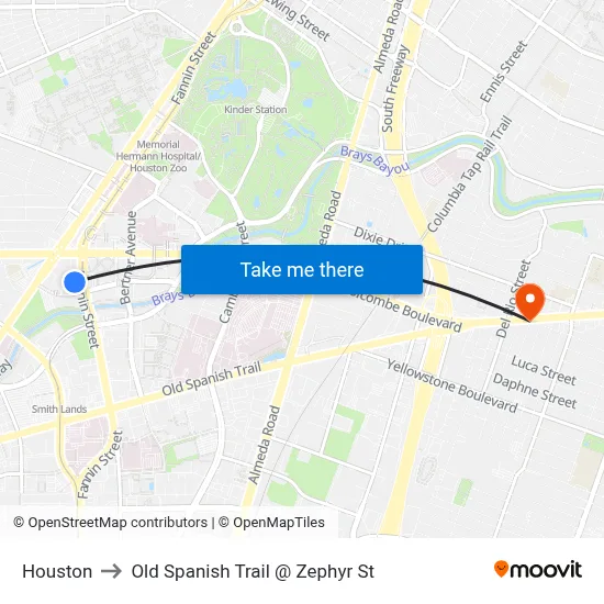 Houston to Old Spanish Trail @ Zephyr St map