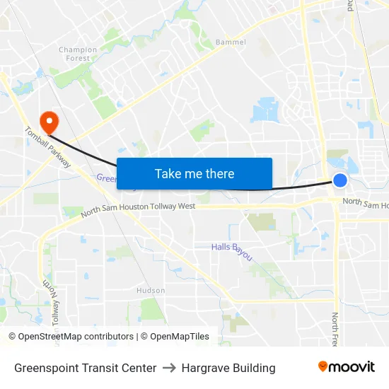 Greenspoint Transit Center to Hargrave Building map