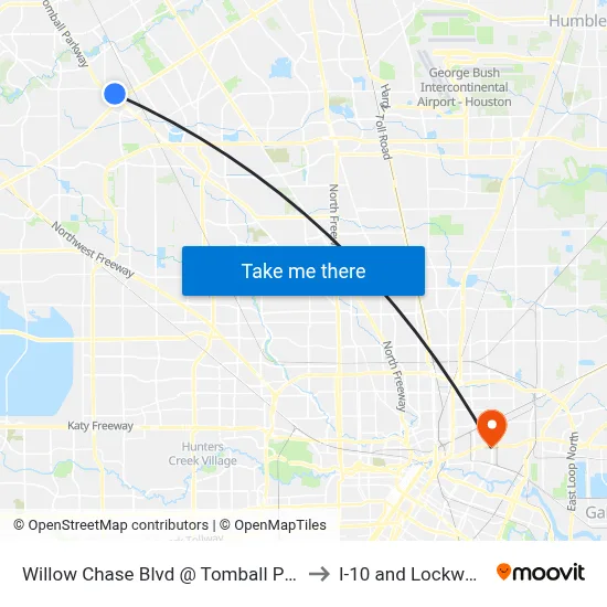Willow Chase Blvd @ Tomball Pkwy to I-10 and Lockwood map
