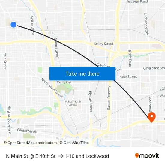 N Main St @ E 40th St to I-10 and Lockwood map