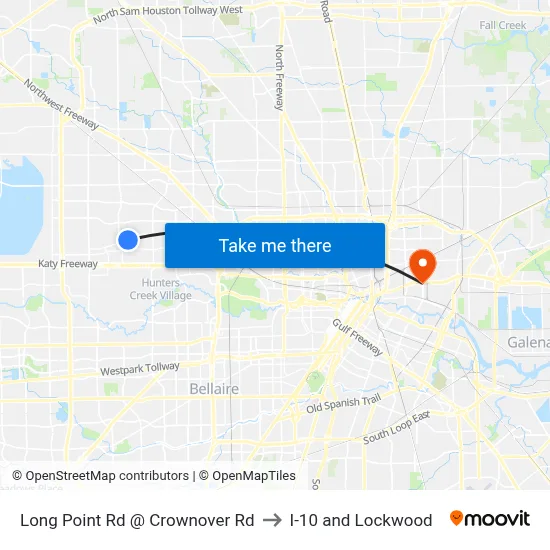 Long Point Rd @ Crownover Rd to I-10 and Lockwood map