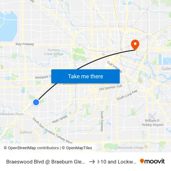 Braeswood Blvd @ Braeburn Glen Blvd to I-10 and Lockwood map