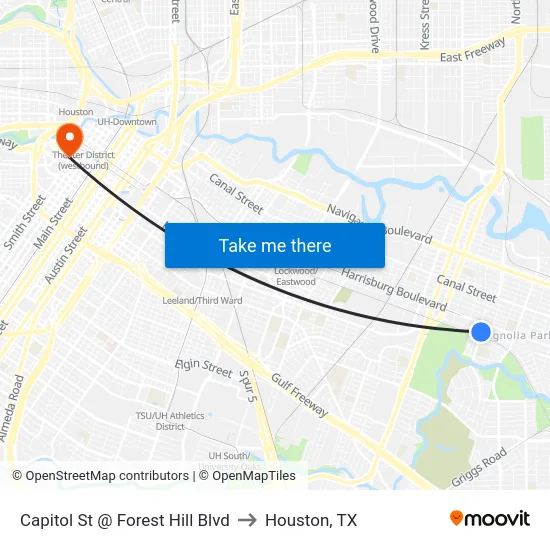 Capitol St @ Forest Hill Blvd to Houston, TX map