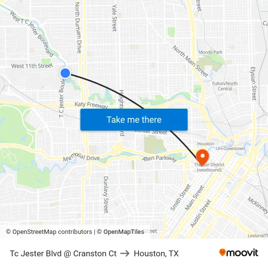 Tc Jester Blvd @ Cranston Ct to Houston, TX map