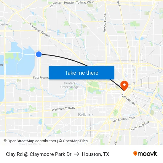 Clay Rd @ Claymoore Park Dr to Houston, TX map