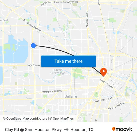 Clay Rd @ Sam Houston Pkwy to Houston, TX map