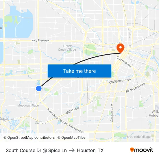 South Course Dr @ Spice Ln to Houston, TX map
