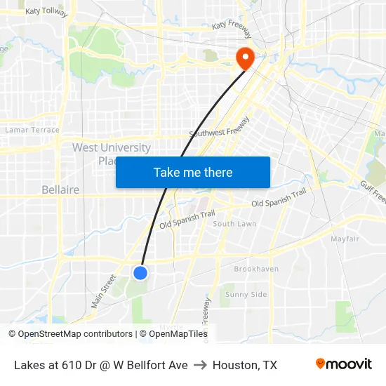 Lakes at 610 Dr @ W Bellfort Ave to Houston, TX map