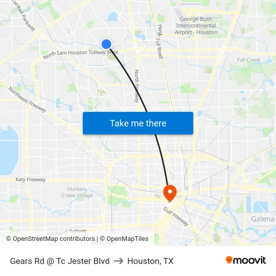 Gears Rd @ Tc Jester Blvd to Houston, TX map