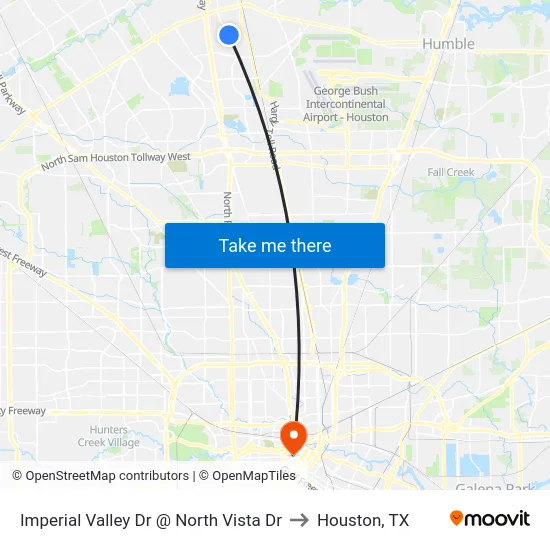 Imperial Valley Dr @ North Vista Dr to Houston, TX map