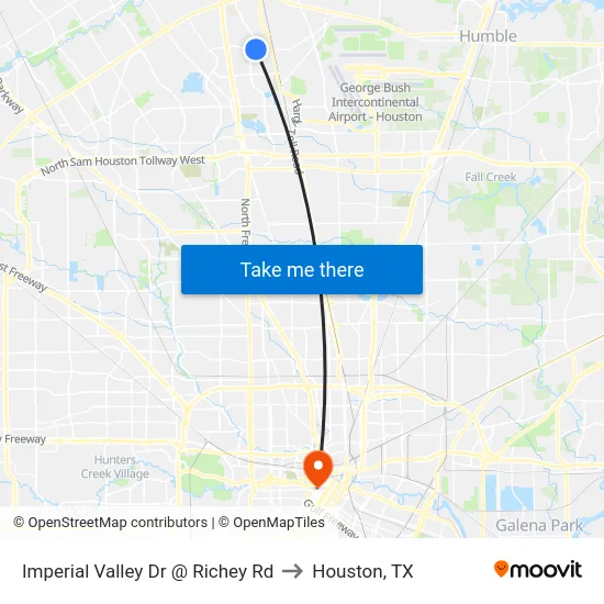 Imperial Valley Dr @ Richey Rd to Houston, TX map