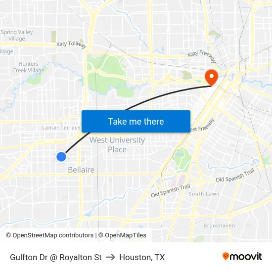 Gulfton Dr @ Royalton St to Houston, TX map
