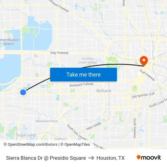 Sierra Blanca Dr @ Presidio Square to Houston, TX map