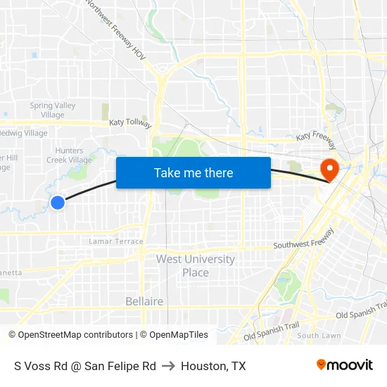 S Voss Rd @ San Felipe Rd to Houston, TX map