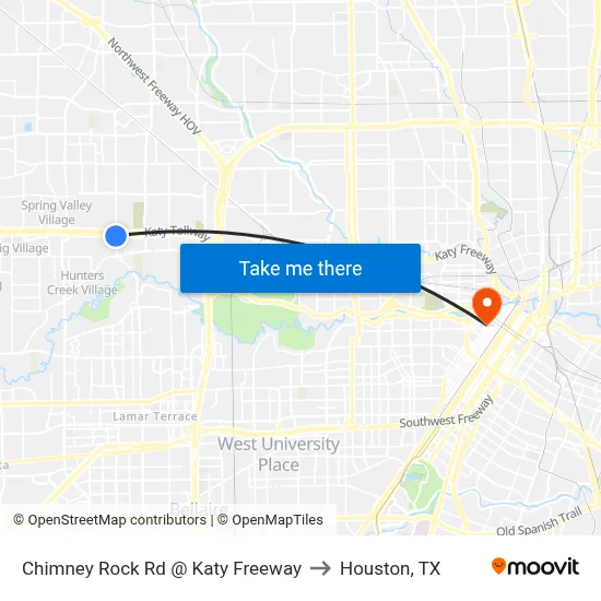 Chimney Rock Rd @ Katy Freeway to Houston, TX map