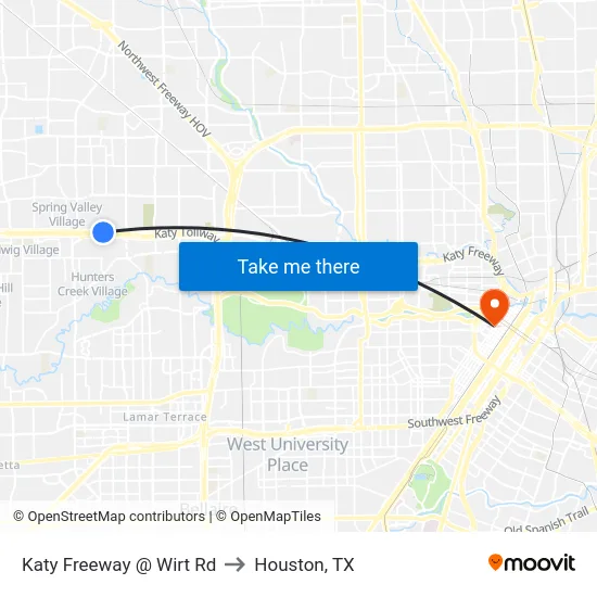 Katy Freeway @ Wirt Rd to Houston, TX map