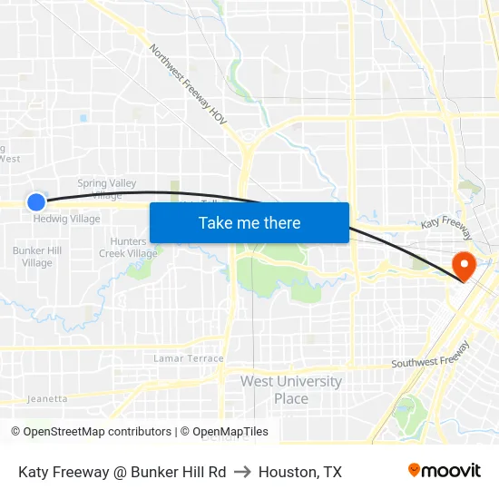 Katy Freeway @ Bunker Hill Rd to Houston, TX map