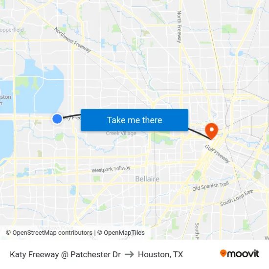 Katy Freeway @ Patchester Dr to Houston, TX map
