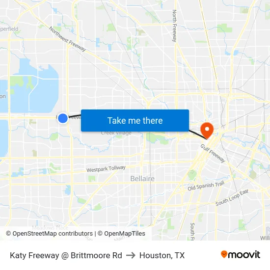 Katy Freeway @ Brittmoore Rd to Houston, TX map