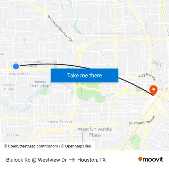 Blalock Rd @ Westview Dr to Houston, TX map