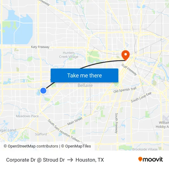 Corporate Dr @ Stroud Dr to Houston, TX map